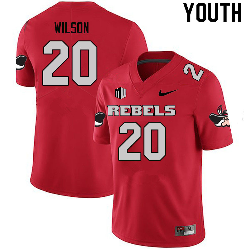 Youth #20 Jayvaun Wilson UNLV Rebels College Football Jerseys Sale-Scarlet